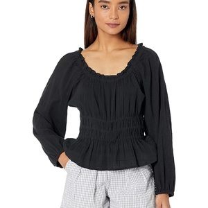 Madewell Sophia Top in Black Textured Plaid size M